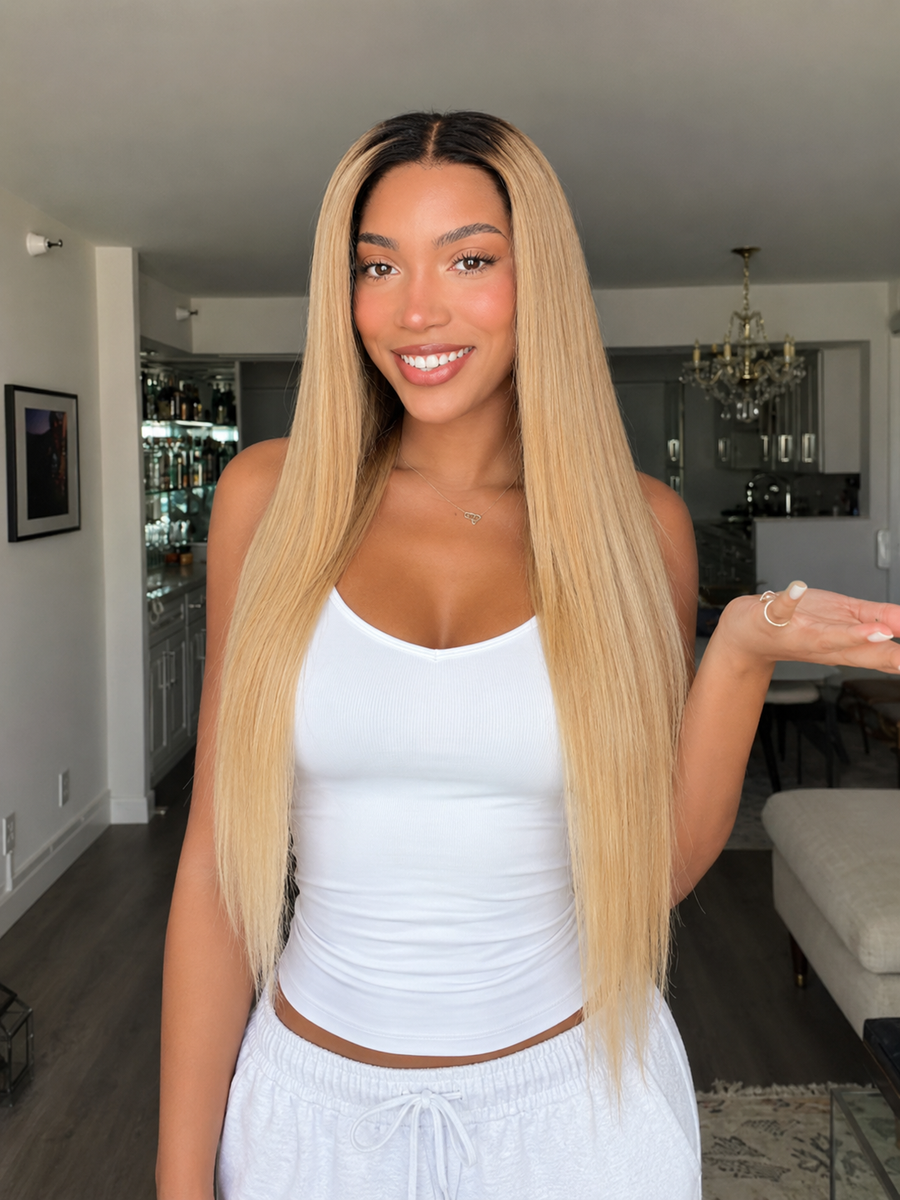 Lwigs No-Glue 11×6 HD Lace Blonde Ombre Straight Wig New42