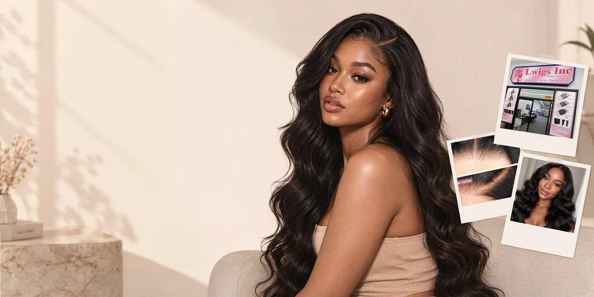 LWIGS natural black wavy wig