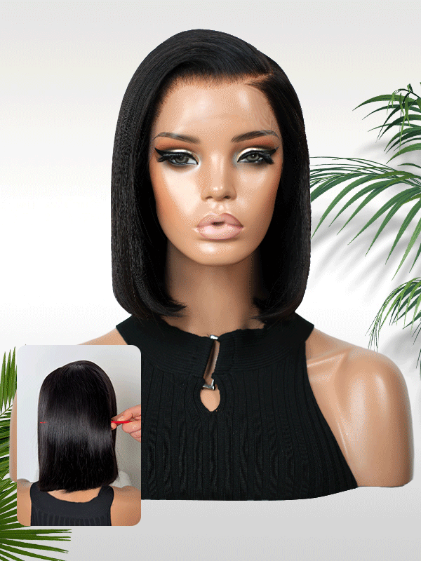 Lwigs Bob Straight 200% Density Most-Fit Cap Ready To Go 11x6 Skin Melted HD Lace Wigs 12Inches Natural Hairline Human Hair Wig New40