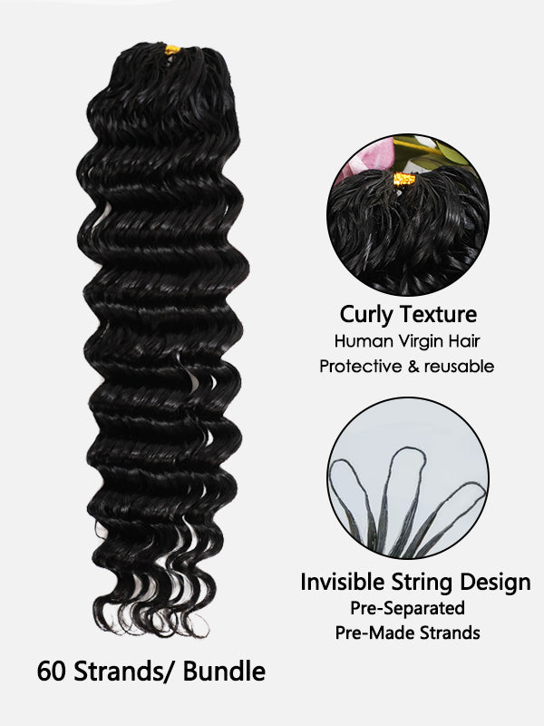 Lwigs Deep Wave Protective Style Crochet Hair Seamless Pre-Separated H