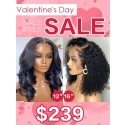 Lwigs 2022 Valentine's Day Sale Unprocessed Virgin Human Hair 4x4 Lace Closure Buy 1 Get 1 Free Wave & Curly Wigs VD02