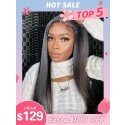 Free Shipping Silky Straight Human Hair 180% Density HD Lace Front Wig Pre-Plucked With Single Knots Lwigs08