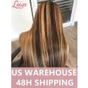 100% Brazilian Virgin Human Hair Silk Straight Transparent Swiss Lace 180% Density Highlight Color 13x4 Lace Front Wigs Lwigs89