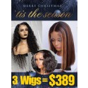 Lwigs Christmas Combo Sale For 3 Wigs Lwigs Sale Pay 1 Get 3 Wigs With Pre-plucked Hairline For Black Women MXS01