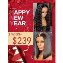 Lwigs 2024 New Year Sale Pay 1 Get 2 Natural Color 4X4 Lace Closure Wig $239 For 2 Wigs NY106