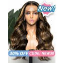 2024 Trends Body Wave Blonde Highlight Ombre Color Long Length Human Hair 360 Lace Wig Undetectable Swiss Lace NEW03