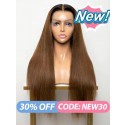 2024 Trends Haircuts For Long Straight Hair Brazilian Human Hair Ash Brown Ombre Hair Color Wig Natural Hairline Baby Hairs NEW10