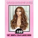 Lwigs Flash Sale Brown Color With Highlights Body Wave 18 Inches 200% Density Clean Hairline 13x4 Lace Front Wig EN04