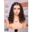 Lwigs Most-Fit Cap Dark Brown Boho Braids Deep Curly Human Hair Skin-Melted HD Full Lace Braided Wig UD10