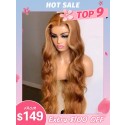 Sunshine Orange Brown Wavy 13x6 HD Lace Body Wave Pre-Plucked Hairline Bleached Knots Highlight Lace Front Wigs Lwigs361