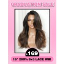 Lwigs Flash Sale Ombre Brown Color Body Wave 16 Inches 200% Density Pre-plucked 8x6 Glueless Wear & Go Lace Wig EN03