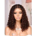 Lwigs Most-Fit Cap Boho Curls Braided Wig Ombre Brown Color Middle Length Bob HD Full Lace Wigs UD18