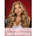 Fast Shipping Highlight Color Wavy 100% Virgin Human Hair 13*6 Lace Front Wig With Undetectable HD Lace Single Knots Lwigs362