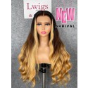 Lwigs Customized China Virgin Human Hair 22 Inches 180% Density 13x6 HD Lace Front Wig Body Wave Ombre Highlight Color Glueless Wig Custom11