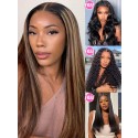 BUY 1 GET 1 EXTRA FREE WIG | 20 Inches Highlight Color Silky Straight 13x6 Front HD Lace Wig BG08