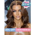 Lwigs New Arrivals 2024 Hair Trends Brown Color Shoulder Length Body Wave Hairstyle Invisible HD 13x6 Lace Front Wigs NEW68