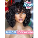 Lwigs New Arrivals 100% Human Hair HD Lace Big Deep Curly With Bangs Short Bob Hairstyles 13x6 Lace Front Wigs NEW67
