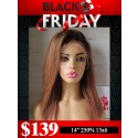 Lwigs 2024 Black Friday Sale 14 Inches Kinky Straight 250% High Density Ombre Orange Brown Color 13x6 Lace Front Wig RS01