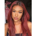 Ash Ombre Burgundy Hair Color Wig T#1b/99j Silk Straight Wig Brazlian 13x6 Lace Front Human Hair Wig Pre Plucked And Bleached Lwigs306