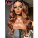 Ash Ombre Color Invisible HD Swiss Lace Virgin Human Hair Body Wave Hairstyle Ombre Brown 6 Deep Parting Lace Front Wigs Lwigs84