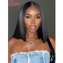 Bleached Knots Undetectable HD Dream Swiss Lace Natural Black Color Short Bob Haircut Silk Straight 360 Lace Wigs Lwigs227