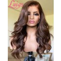 Chocolate Brown Color Pre Plucked Natural Hairline HD Wigs Lace Front Natural Wavy 360 Lace Wigs Lwigs158