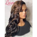 10A Grade Brazilian Virgin Human Hair Wigs Glueless HD Lace Wig Ombre Highlight Brown Color Loose Wave 13x6 Lace Frontal Wig Lwigs58