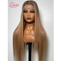 Customized Virgin Hair Ash Blonde Color Silky Straight Hair Plucked Hairline Glueless 13x6 Lace Frontal Wig Lwigs94