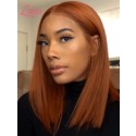 Energy Orange Silky Human Hair Lace Front Wig Tint Transparent Swiss Lace Ginger Red Color Straight Hair for Girls Lwigs412