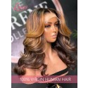 Fast Shipping Highlight Color Wavy 100% Virgin Human Hair 13*6 Lace Front Wig With Undetectable HD Lace Single Knots Lwigs362