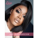 Kinky Straight Side Part Brazilian Virgin Human Hair 13x6 Lace Front Wig With Single Knots Preplucked Hairline Lwigs308