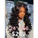 Lwigs 2025 Tax Refund Sale Loose Wave Bleached Knots 24 Inches Natural Color Wavy Invisible 360 HD Lace Wig TAX103