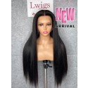 Lwigs Customized 100% Virgin Human Hair Light Yaki Straight 22 Inches 180% Density Bleached Knots Glueless 360 HD Lace Wig Custom13