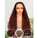 Lwigs Most-Fit Cap Beginner Friendly Pre-Braided 180% Density Ombre Brown Color Knotless HD Full Lace Wig UD05