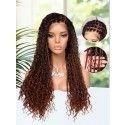 Lwigs Most-Fit Cap Fashion Ombre Brown Color 180% Density Side Part HD Full Lace Knotless Long Braided Wigs With Tiny Knots UD21