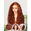 Lwigs Most-Fit Cap Free Parting 11x6 Fake Scalp HD Lace Frontal Wigs Brown Color Deep Wave Realistic Look with 100% Human Hair UD24
