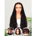 Lwigs Most-Fit Cap Handmade 180% Density Real Skinlike HD Full Lace Knotless Long Boho Box Braided Wig UD04