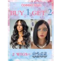 Lwigs Mother's Day Flash Sale Buy 1 Get 1 Free Virgin Human Hair HD Dream Lace Wigs Brazilian 4*4 Closure Wig CS01
