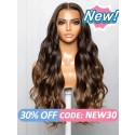 Lwigs New-in Ombre Colored Wigs Pre Plucked HD Transparent Lace Human Hair Middle Part Body Wave 360 Lace Wigs NEW35