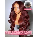 Lwigs New Arrivals 7x6 Dream 007 Lace Front Quick Glueless Burgundy Color Body Wave Invisible Knots Wear & Go Wigs PR01