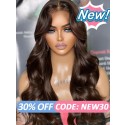 Lwigs New Arrivals Middle Part Brown Color Beginners Friendly Body Wave 360 HD Lace Wigs With Plucked Hairline NEW31