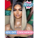 Lwigs New Arrivals Short Bob Dark Roots Ombre Color Middle Part Natural Hairline Invisible 13x6 HD Lace Front Wigs NEW65