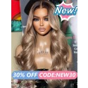 Lwigs New Arrivals Undetectable HD Lace Ombre Color Wavy Virgin Human Hair 13x6 Lace Front Wig With Bleached Knots NEW52