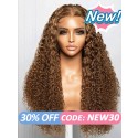 Lwigs New Arrivials Brown Hair Color Pre-plucked Clean Hairline Curly Hairstyles 360 HD Clear Swiss Lace Wigs NEW39