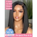 Lwigs Wear & Go Side Part Bob Haircut Bleached Single Knots Silk Straight 5x5 Glueless Closure Wig Beginner Friendly Lwigs127