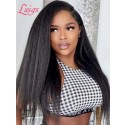 Natural Color Brazilian Kinky Straight Human Hair Wig Yaki Straight Undetectable Lace Front Virgin Hair Wigs Lwigs20