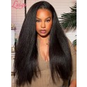 Natural Color Wig For Sale Kinky Straight 100% Human Hair High Yaki Glueless Install Undetectable HD Full Lace Wig Lwigs80