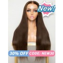 New Arrival Bleached Knots #3 Dark Brown Color Virgin Brazilian Human Hair Silky Straight 360 HD Lace Wigs NEW02