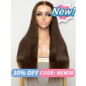 Lwigs New Arrival Bleached Knots #3 Dark Brown Color Virgin Brazilian Human Hair Silky Straight 360 HD Lace Wigs NEW12