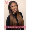 New Arrival Ombre Color Lace Wigs Silk Straight Hair 100% Human Hair Wig With Undetectable HD Lace Highlight Custom Wig Lwigs302
